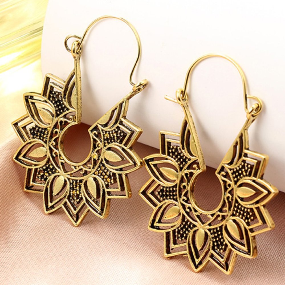 Earrings ~ Geometric ~ Gold ~ Mandela ~ Dazzle ~  Dangle